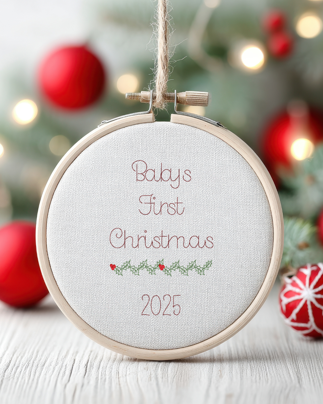 Embroidered Baby Christmas Ornament