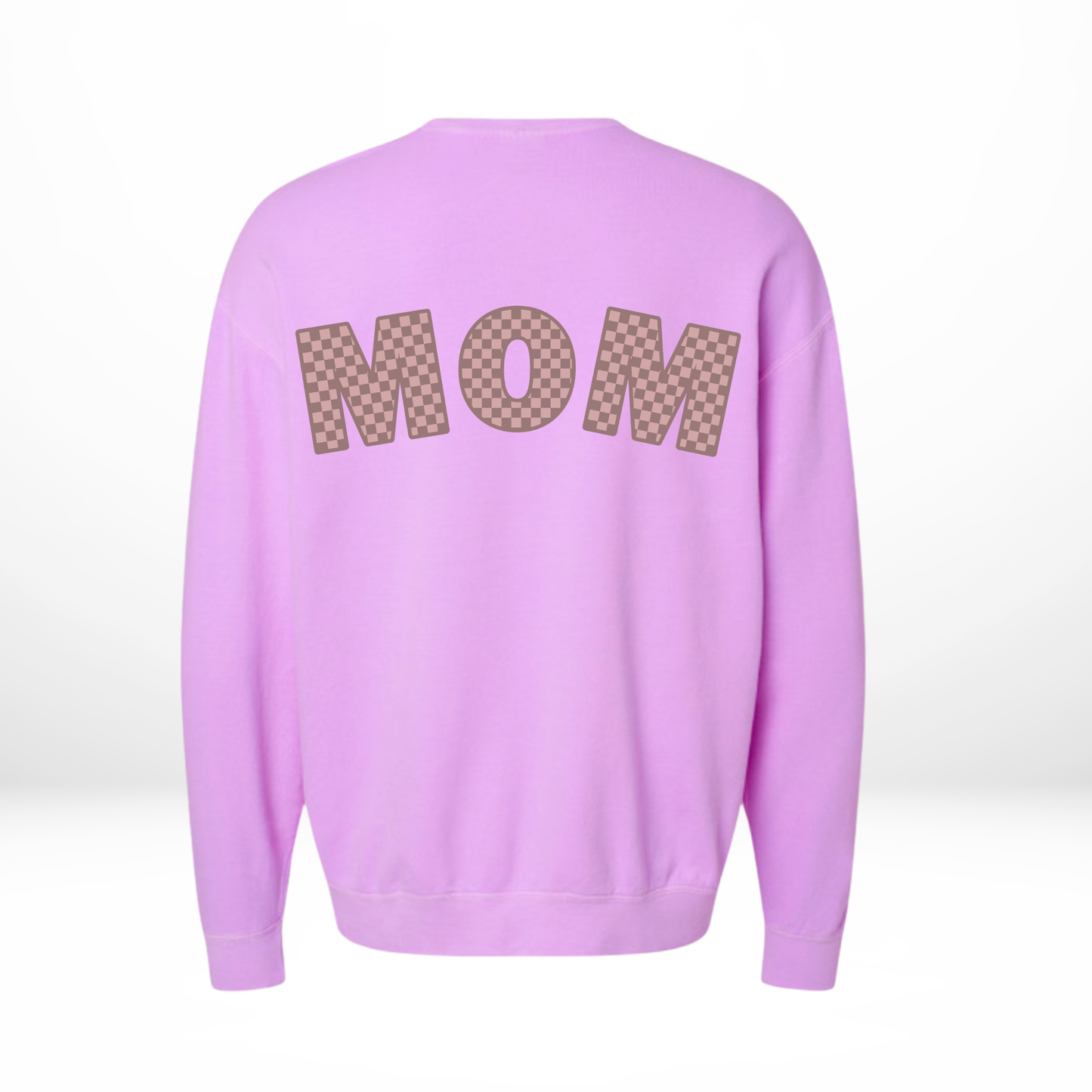 Purple Checkered Mom Crewneck