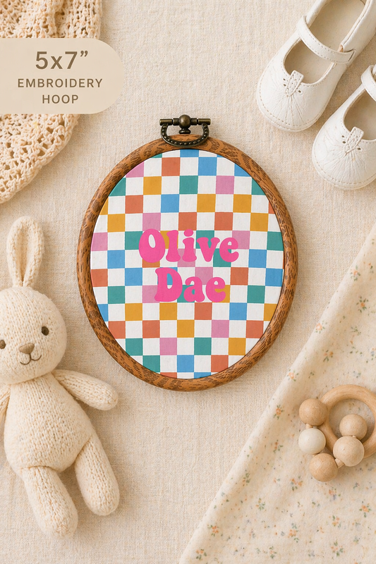 Patterned Embroidered Name Frame