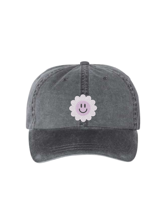 Purple Daisy Smiley Hat