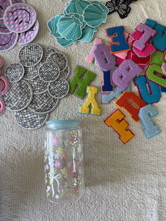 Garden Floral Glass Can Tumbler