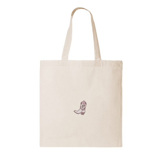 Embroidered Cowboy Boot Tote Bag