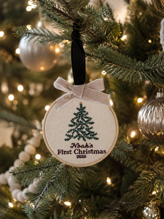 Embroidered Baby Christmas Ornament