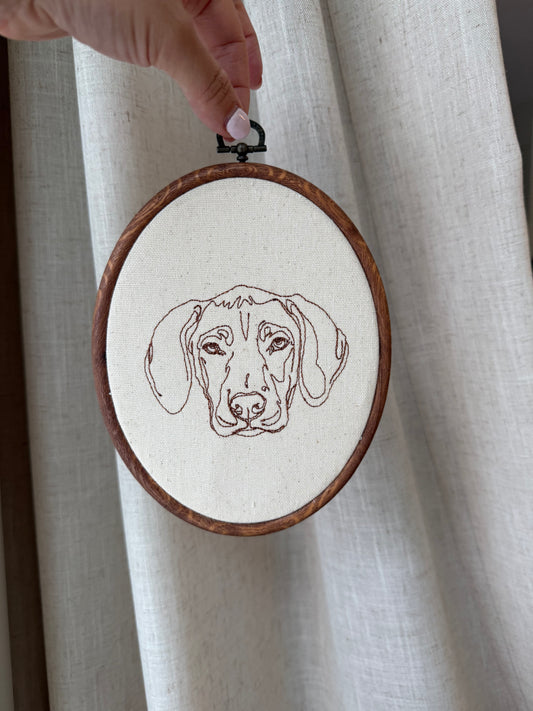 Embroidered Portrait Frame, Pet Portrait.