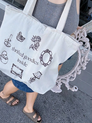 Thrifted Goodies Inside Tote