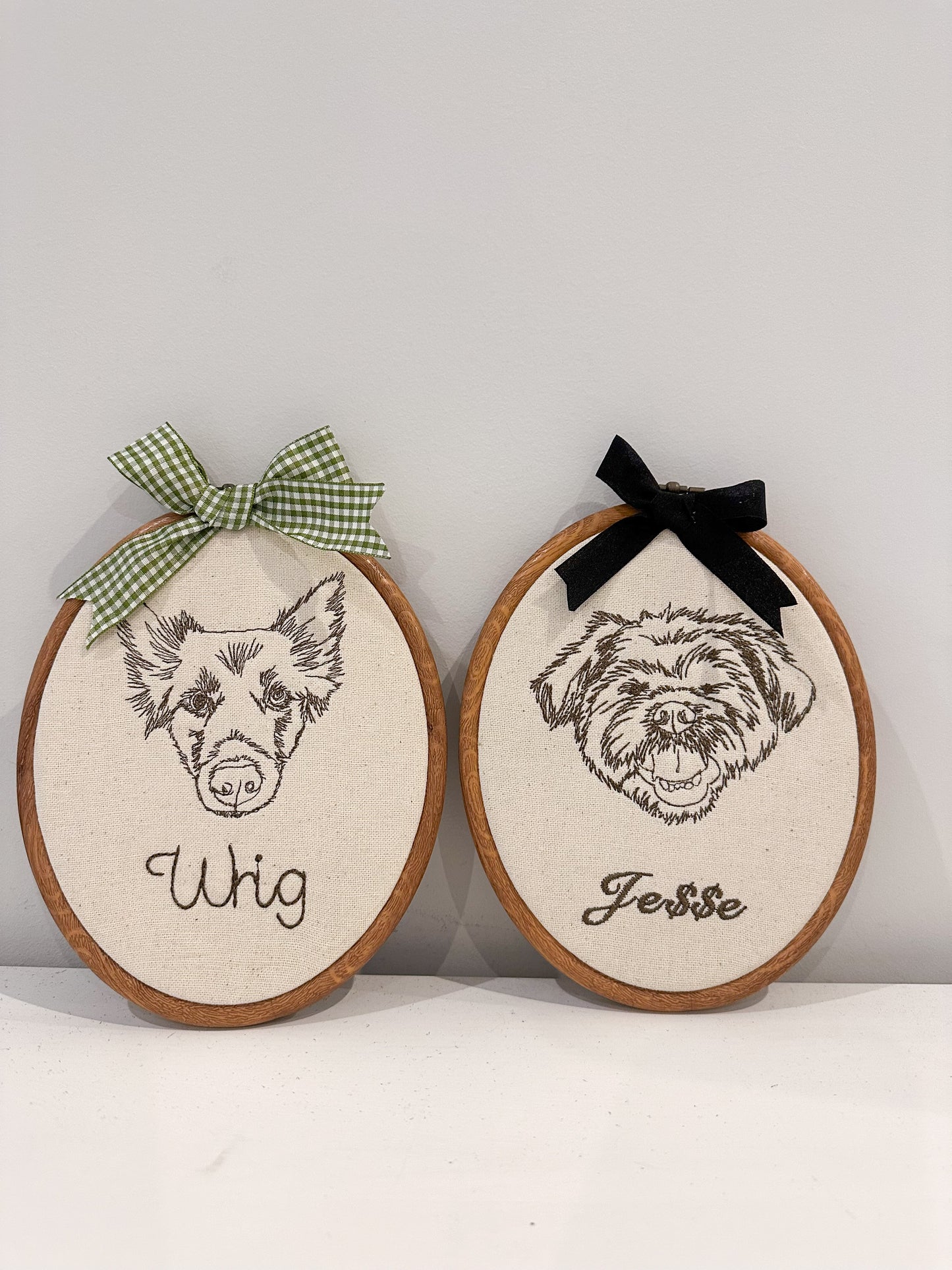 Embroidered Portrait Frame, Pet Portrait.