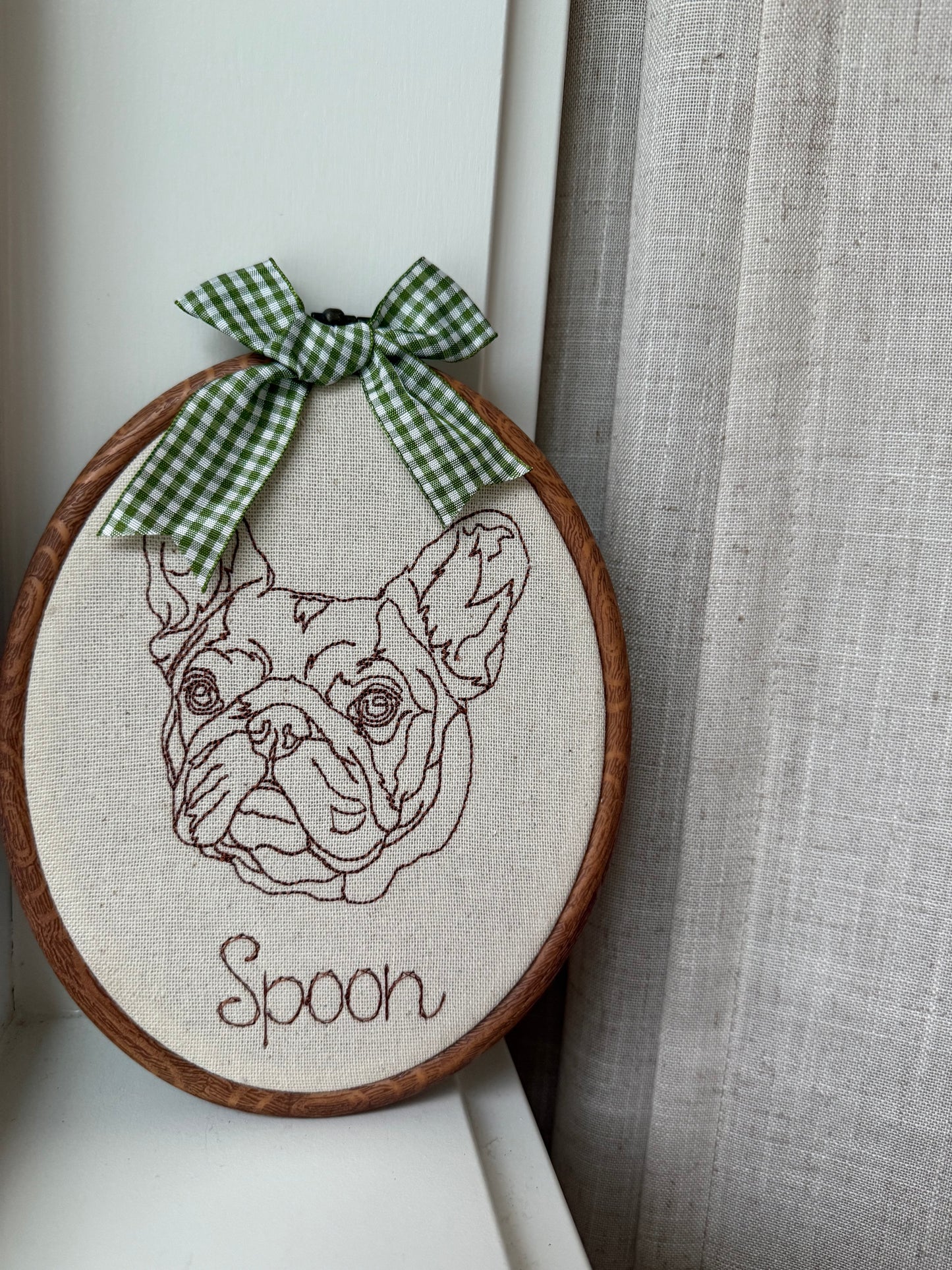 Embroidered Portrait Frame, Pet Portrait.
