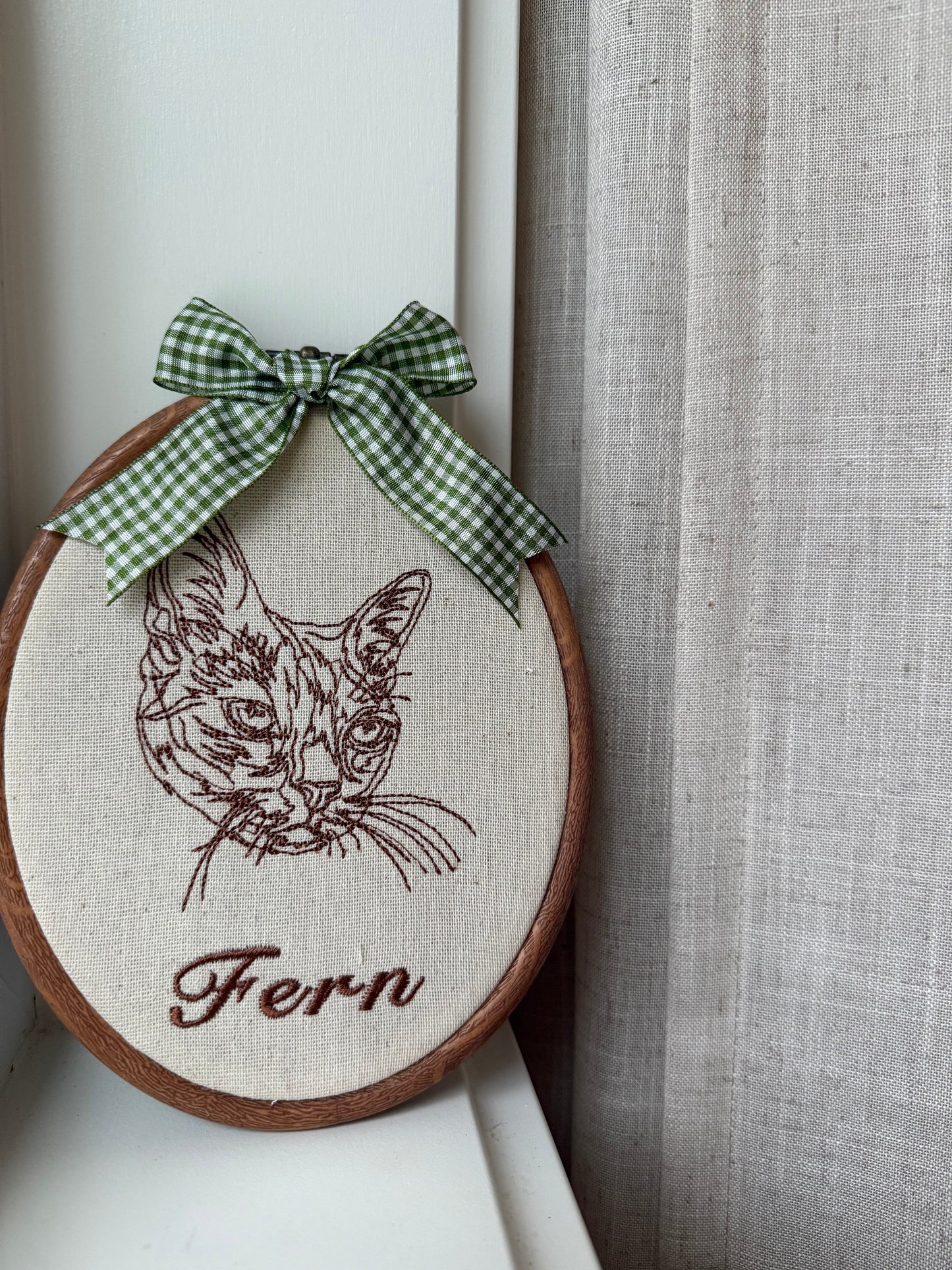 Embroidered Portrait Frame, Pet Portrait.