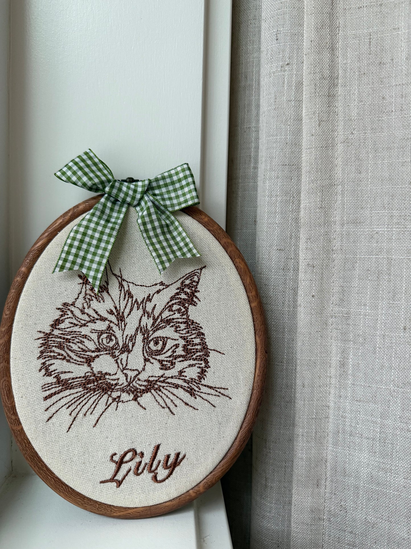 Embroidered Portrait Frame, Pet Portrait.