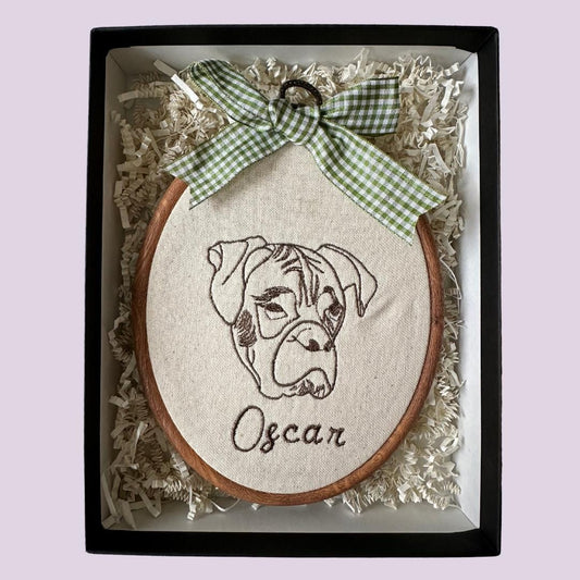 Embroidered Portrait Frame, Pet Portrait.