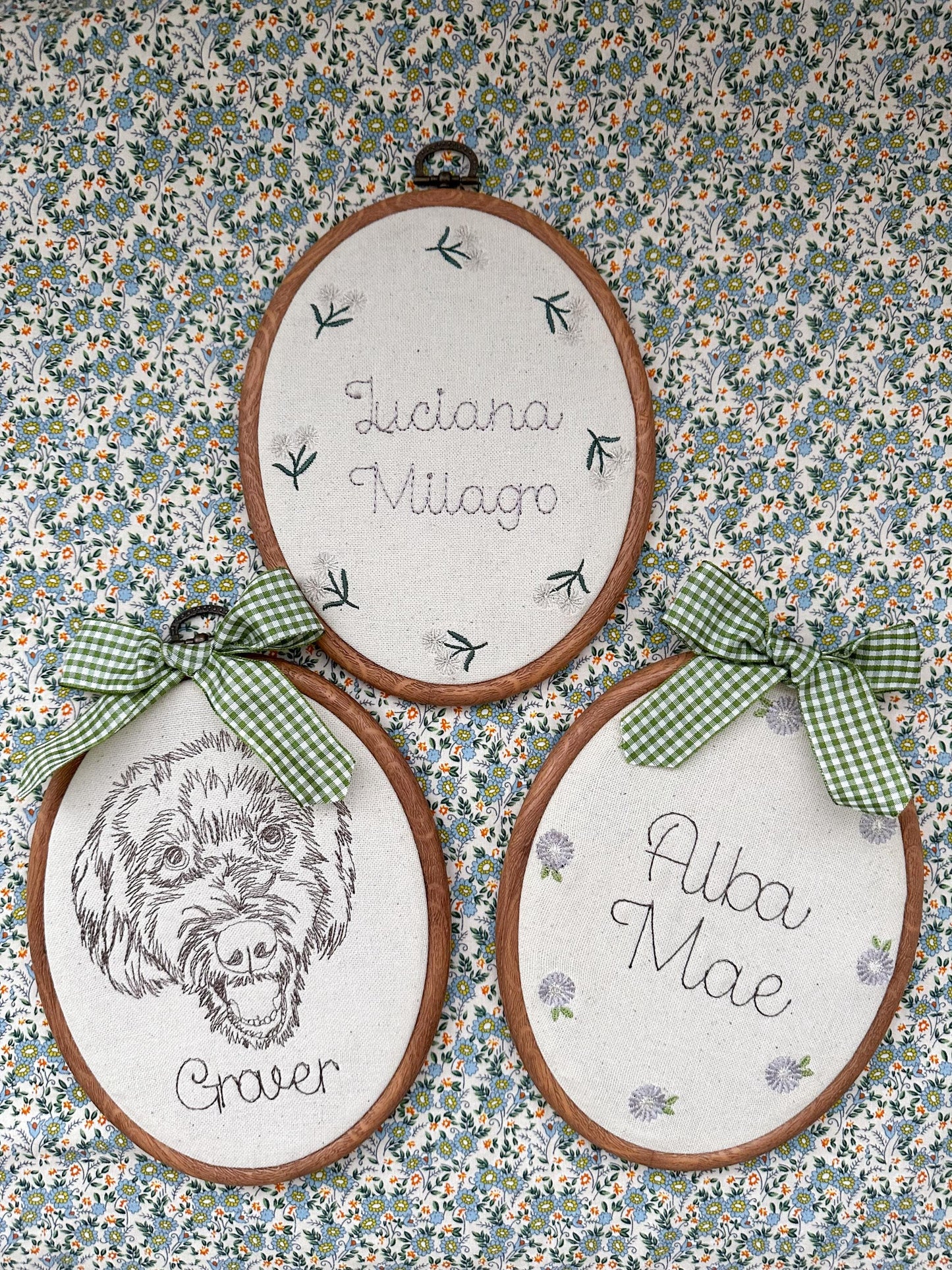 Embroidered Portrait Frame, Pet Portrait.