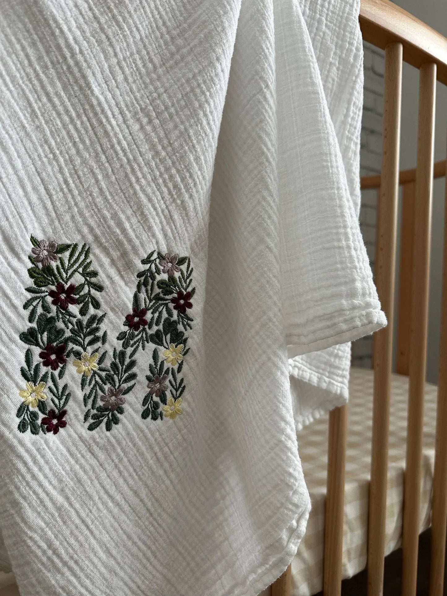 Embroidered Baby Swaddle Blanket