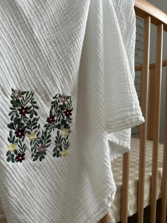 Embroidered Baby Swaddle Blanket